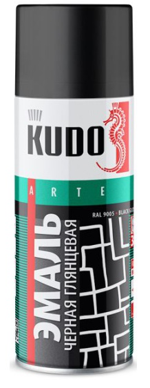 Аэрозоль KUDO Черная глянцевая KU-1002 (12шт)   |+