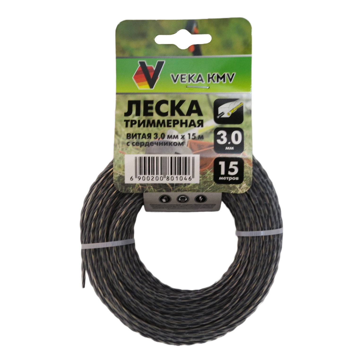 Леска для трим. VEKA Витая с Сердечником 3мм*15м (1*40) (160)      /+