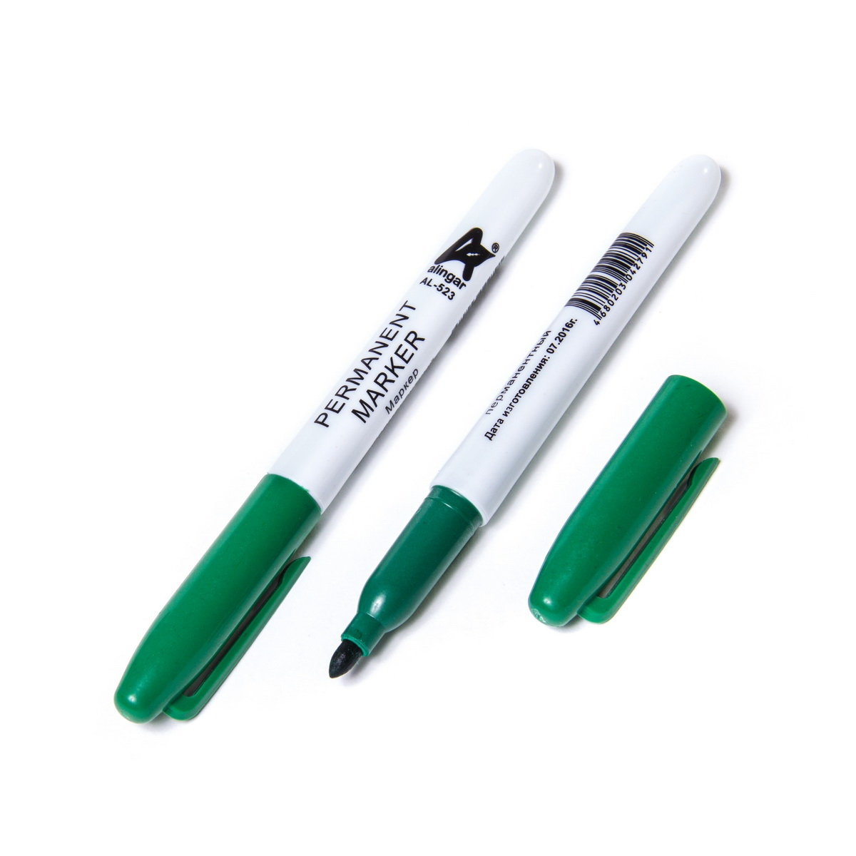 Маркер AL-523 ЗЕЛЕНЫЙ Односторонний Тонкий (12шт) /2