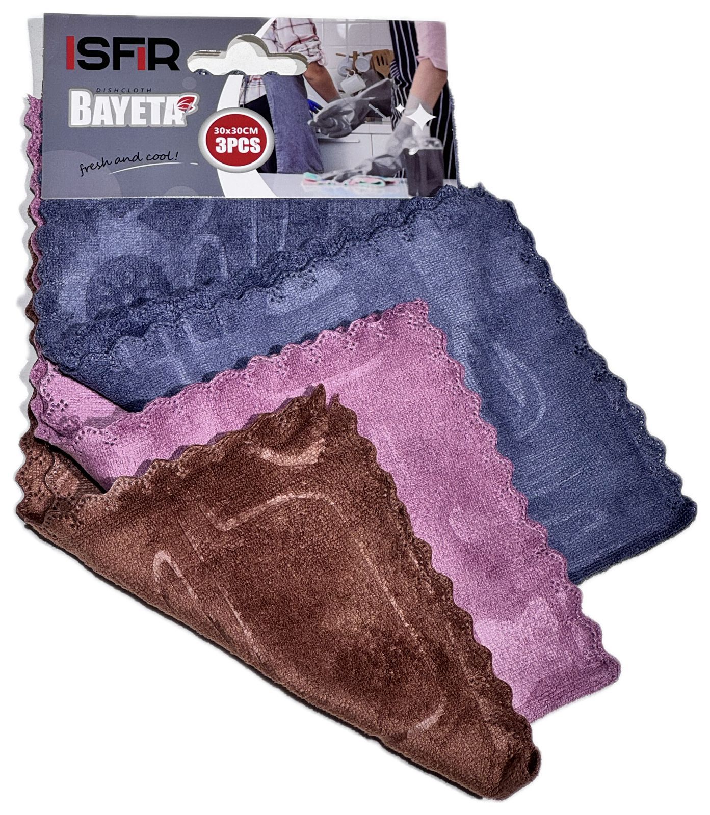 Тряпка (Набор из 3шт) 30х30см 1х12(1х480) 1108-110