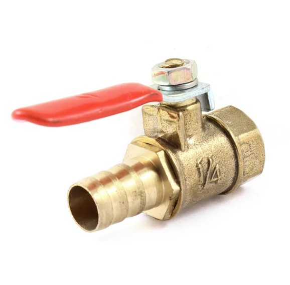 Кран-штуцер Красная ручка Ф15 внут* 9мм  1х500   |*