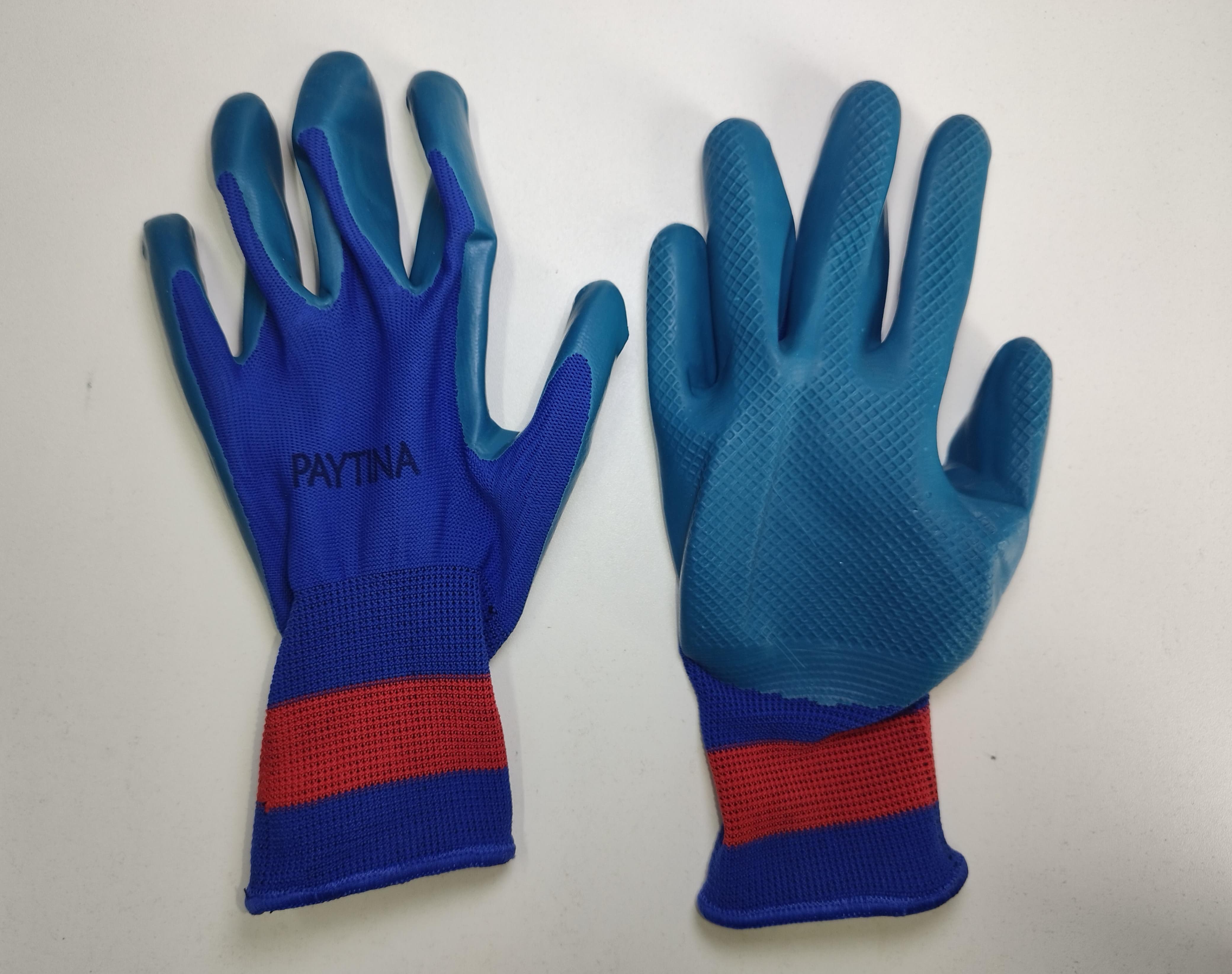 Перчатки Прорезин. Синие с Красной полоской Березовый облив 1х12 1x600  |*