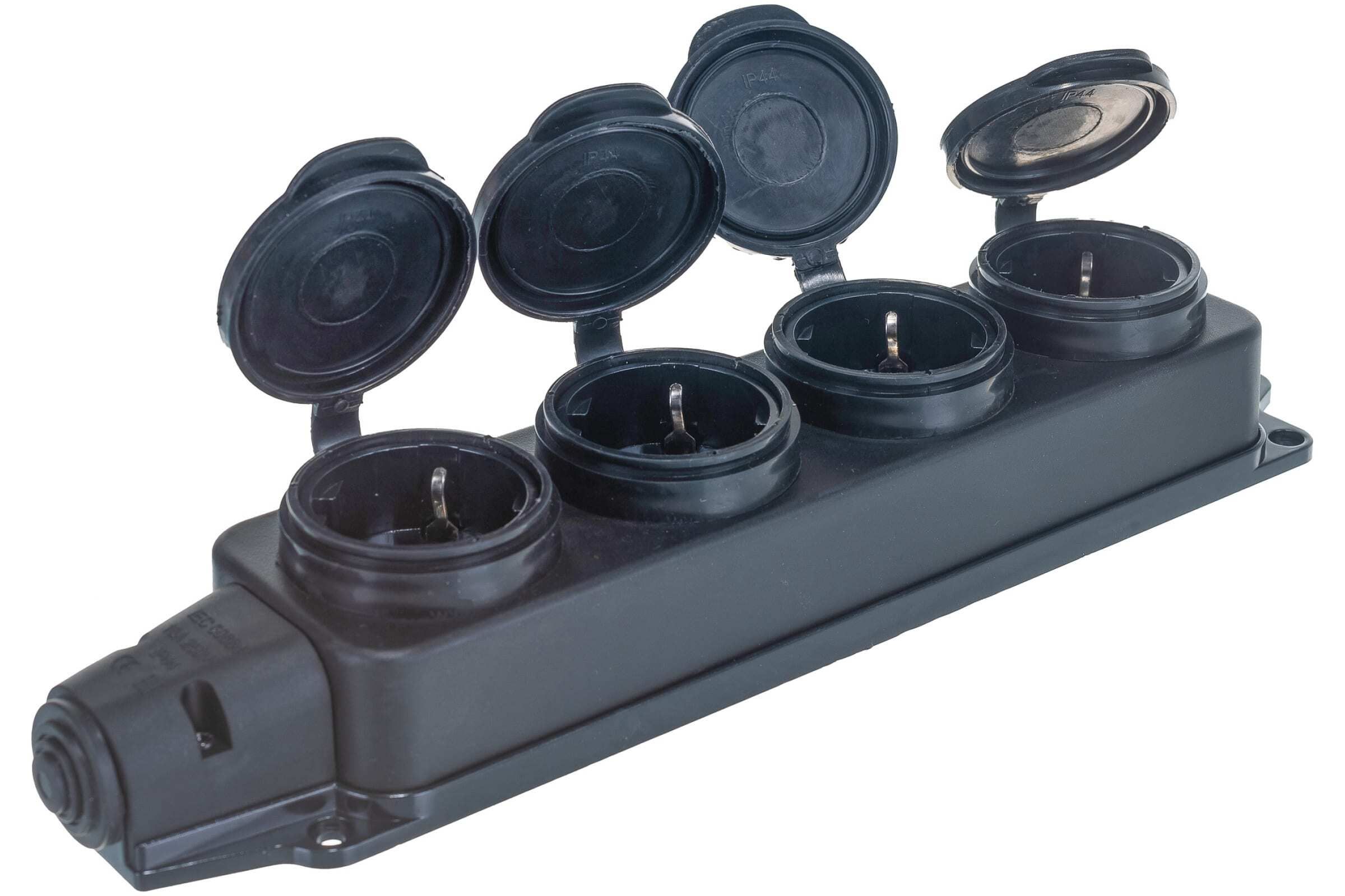 Колодка Черная Четыре гнезда с крышками Каучук 1х2   |*