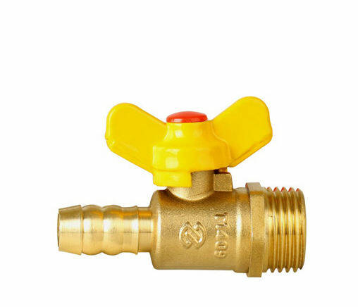 Кран-штуцер желтая ручка Ф15 наруж* 9мм  1х30   |+