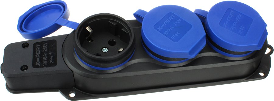 Колодка Черная ТРИ гнезда с крышками Каучук 1х2(1х80)   |*