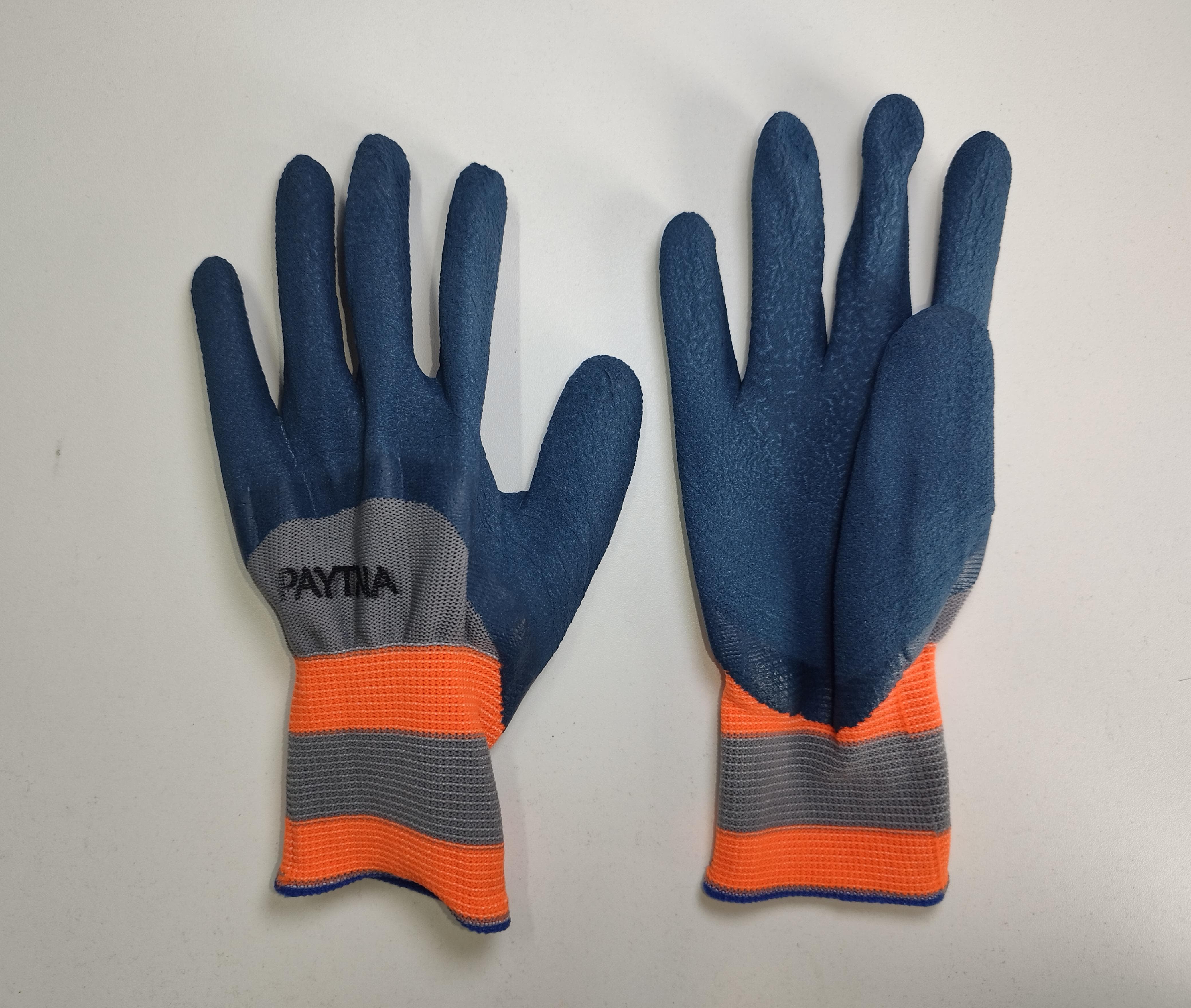 Перчатки Антискольз Серые с Оранж. полоской Синий облив 1х12 1x600  |*