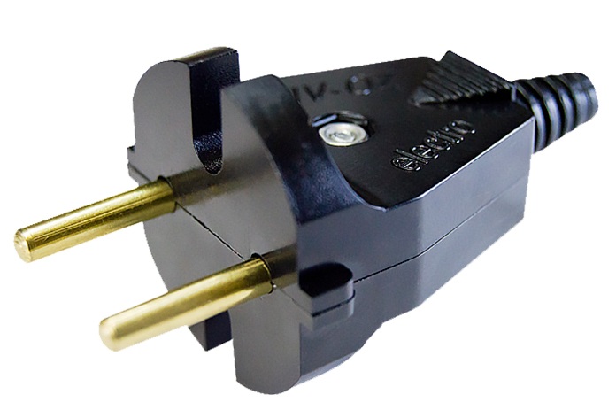 Вилка евро Прямая Черная   |*