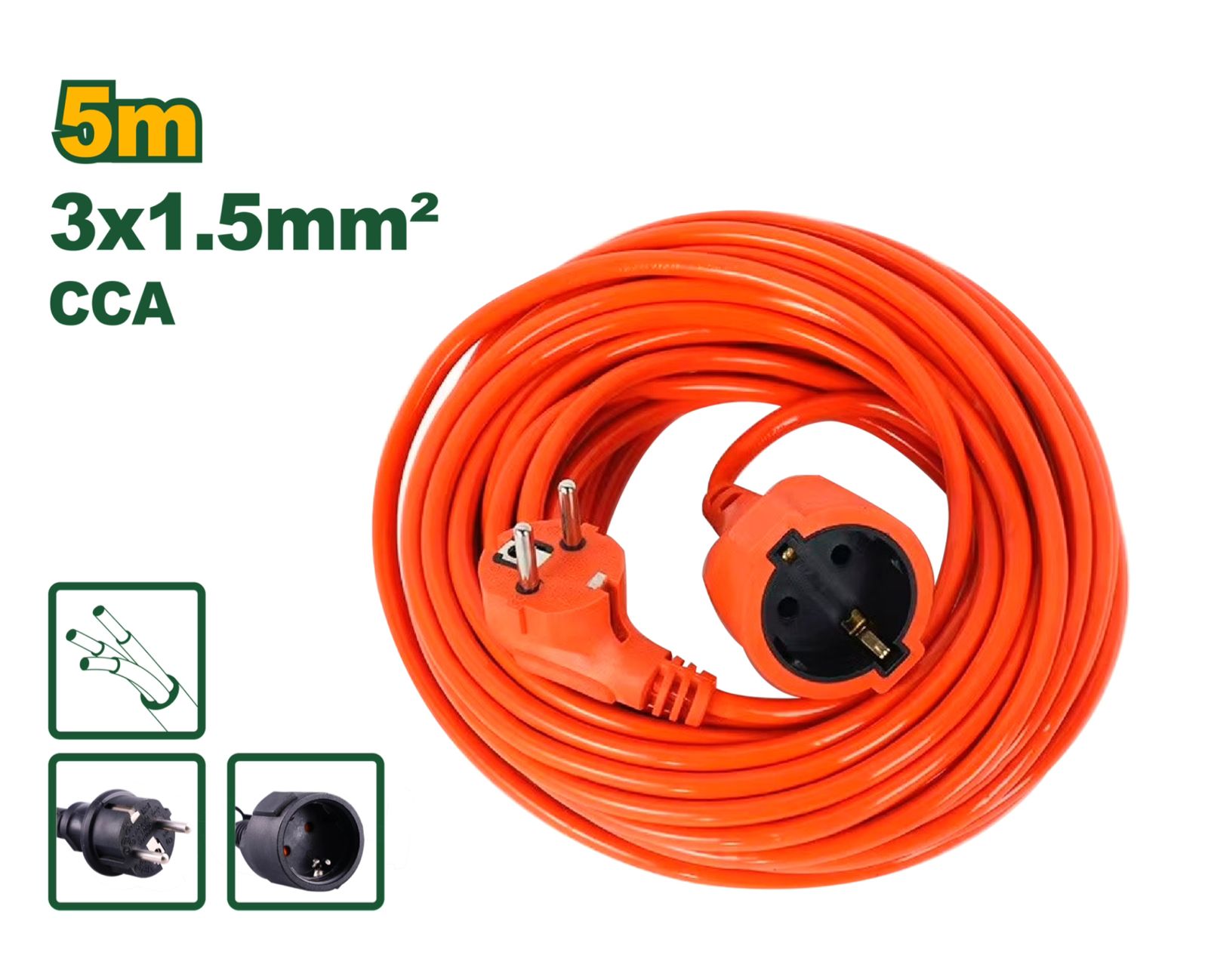 Удлинитель Jadever 5м 3х1,5мм   |*