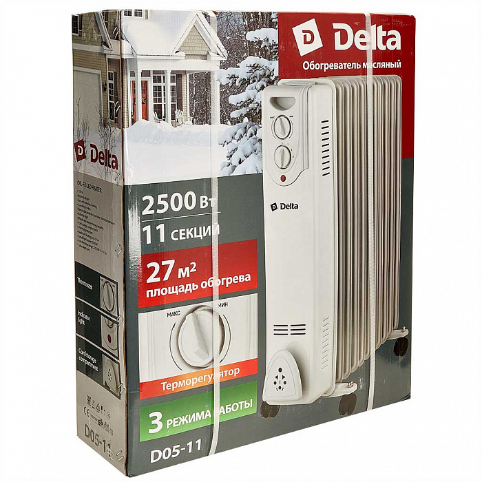 Обогреватель масляный D05-11 DELTA 2500Вт 11 секций  /+