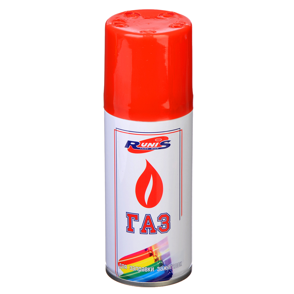 Газ для заправки зажигалок RUNIS метал. баллон 210мл. Белый 1x36 |+