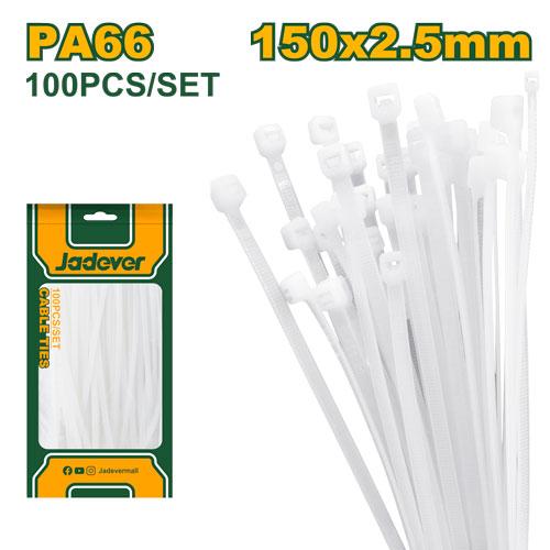 Стяжки кабельные Jadever Белые 150mm х 2,5mm 100pcs (1х300)  |*