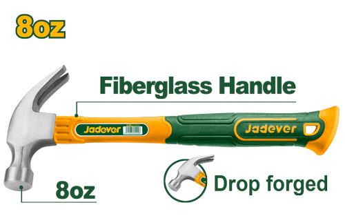 Молоток Гвоздодер Jadever с фибр. ручкой 220гр (1x36)  |*