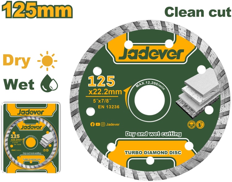Круг Алмазный Jadever Турбо 125мм (1x100)   |*
