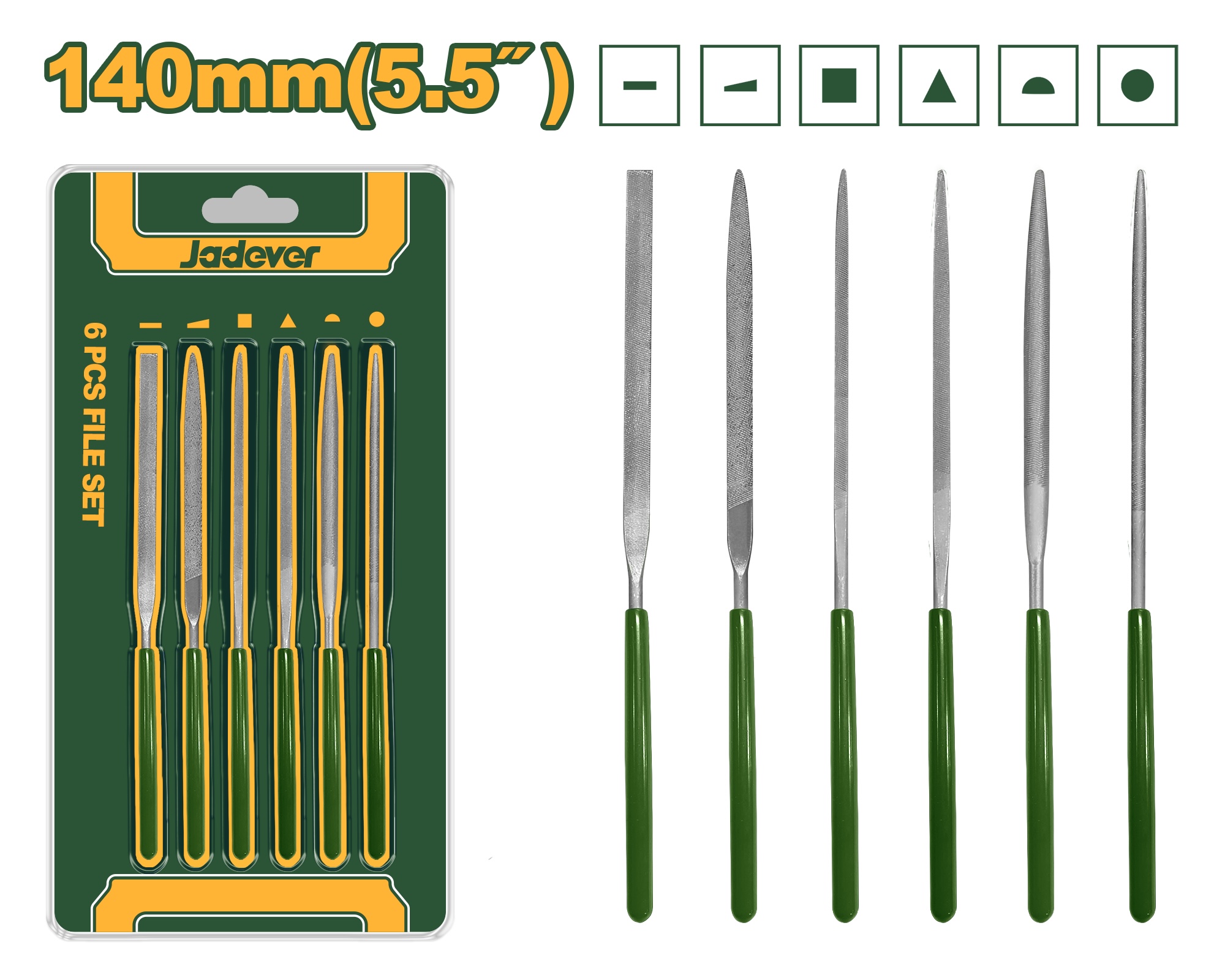 Набор надфелей Jadever 140mm 6pcs