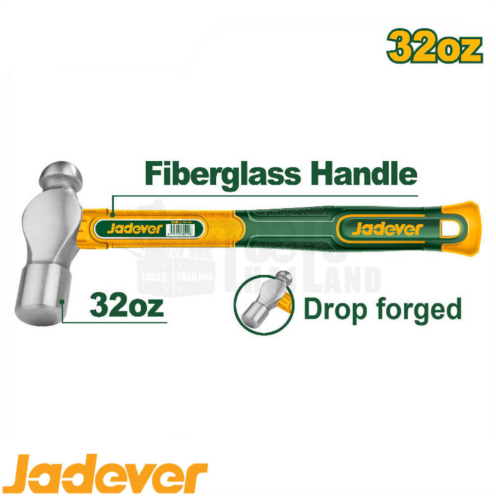 Молоток Jadever с Шаровым бойком и фибр. ручкой 900гр (1x18)  |*