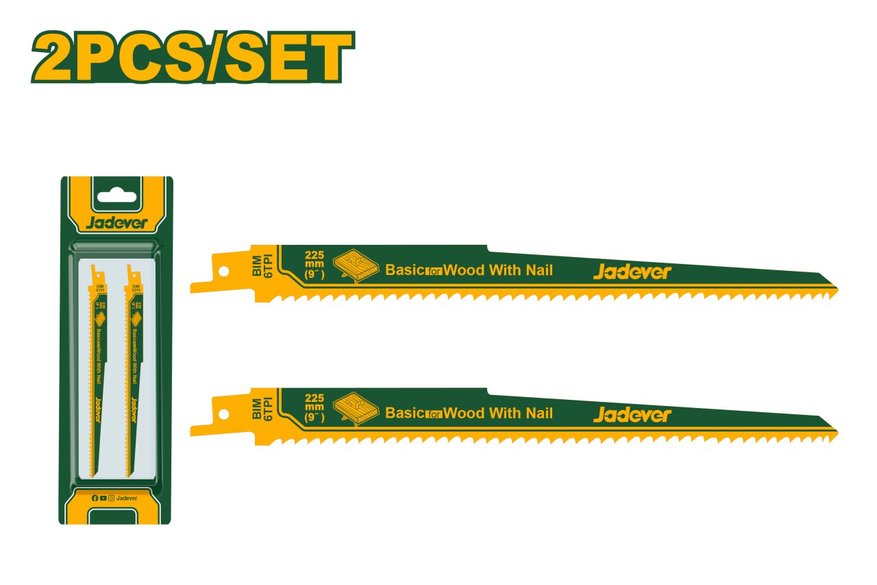 Пилки для сабельной Пилы Jadever по дереву 2pcs 225mm(9") (1x100)  |*