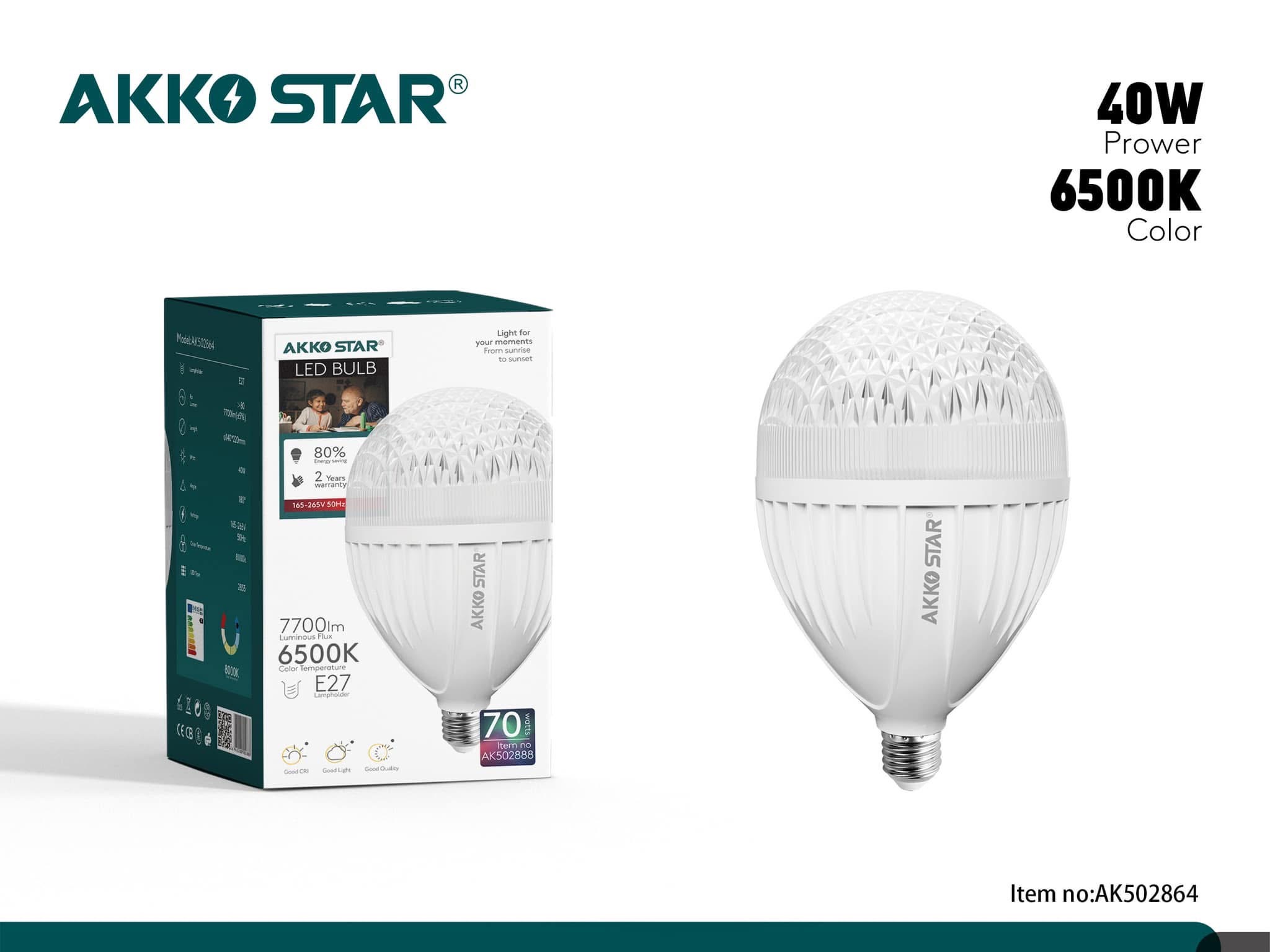 Лампа светодиодная AKKO STAR 40W E27 6500K (1x30)