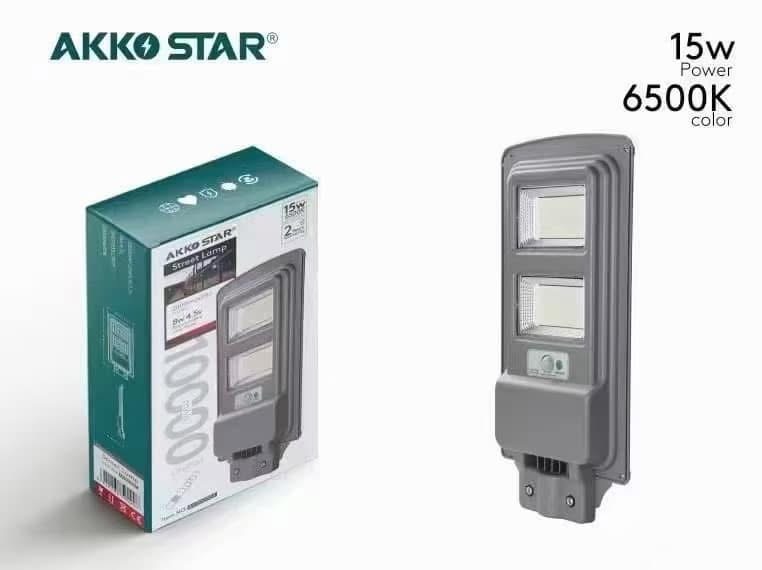 Фонарь Уличный AKKO STAR 15Вт 6500K на солнечной батарее (1х5) |*