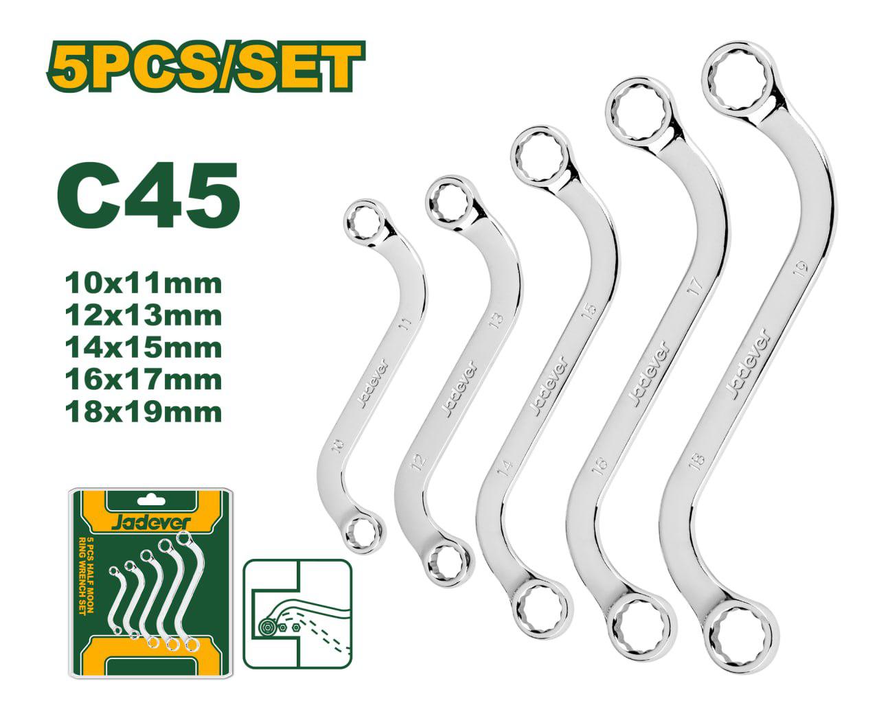 Набор гаечных накидных ключей Jadever S-образные 5pcs 8-22mm (1x32)  |*