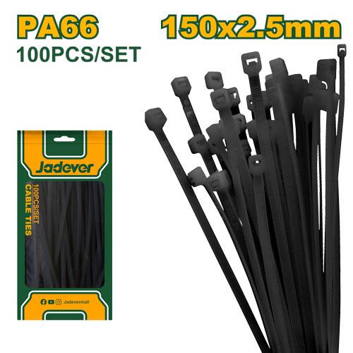 Стяжки кабельные Jadever Черные 150mm х 2,5mm 100pcs (1х300)  |*