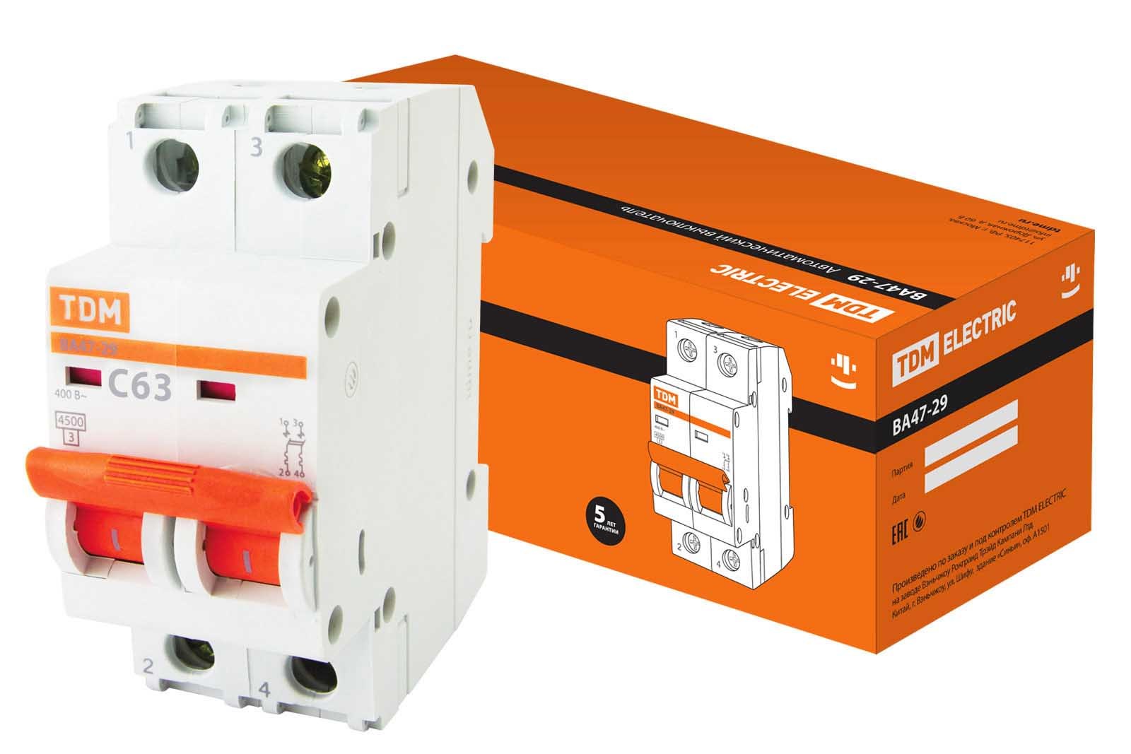 Авт выкл ВА47-29 2Р 40А 4 5ка х-ка С TDM    /+